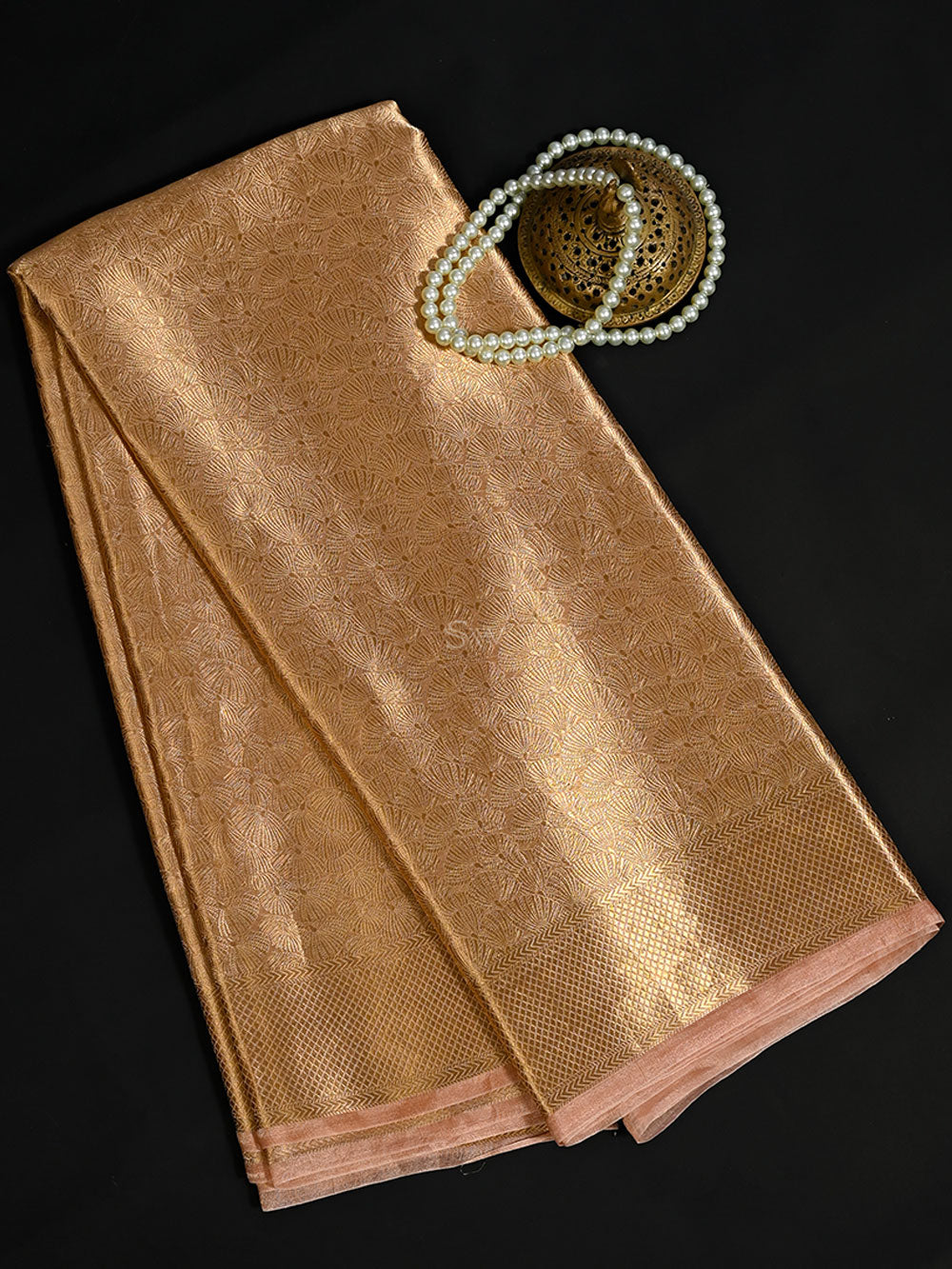 Pastel Pink Tissue Brocade Handloom Banarasi Saree - Sacred Weaves