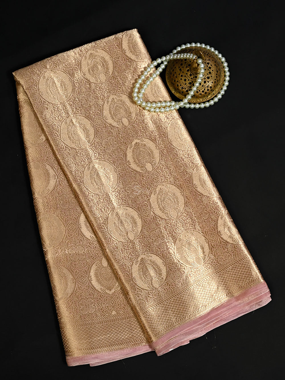 Pastel Pink Tissue Brocade Handloom Banarasi Saree - Sacred Weaves
