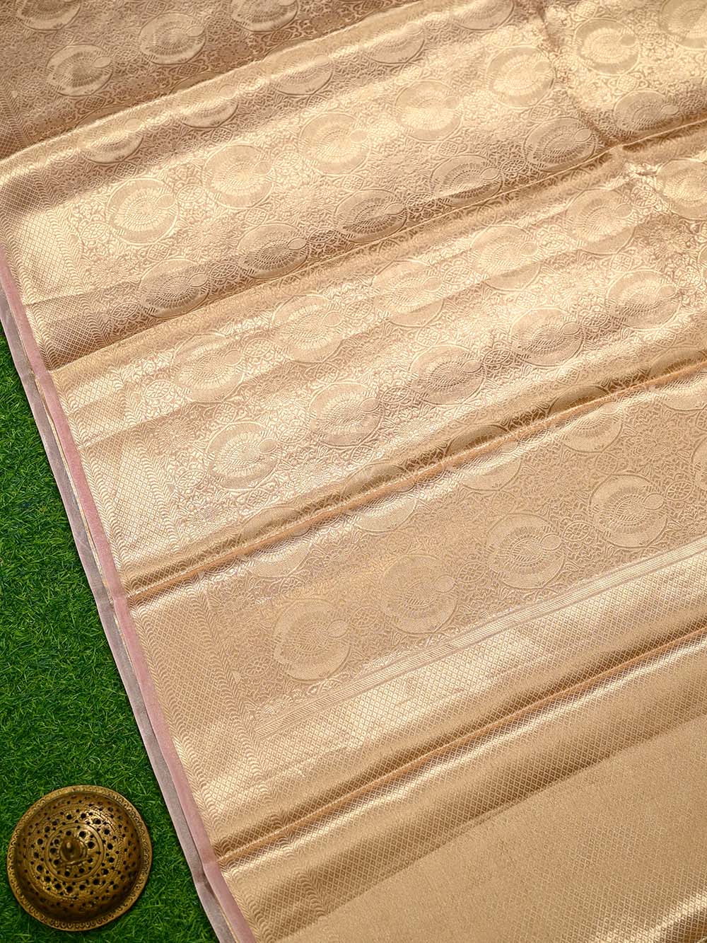 Pastel Pink Tissue Brocade Handloom Banarasi Saree - Sacred Weaves