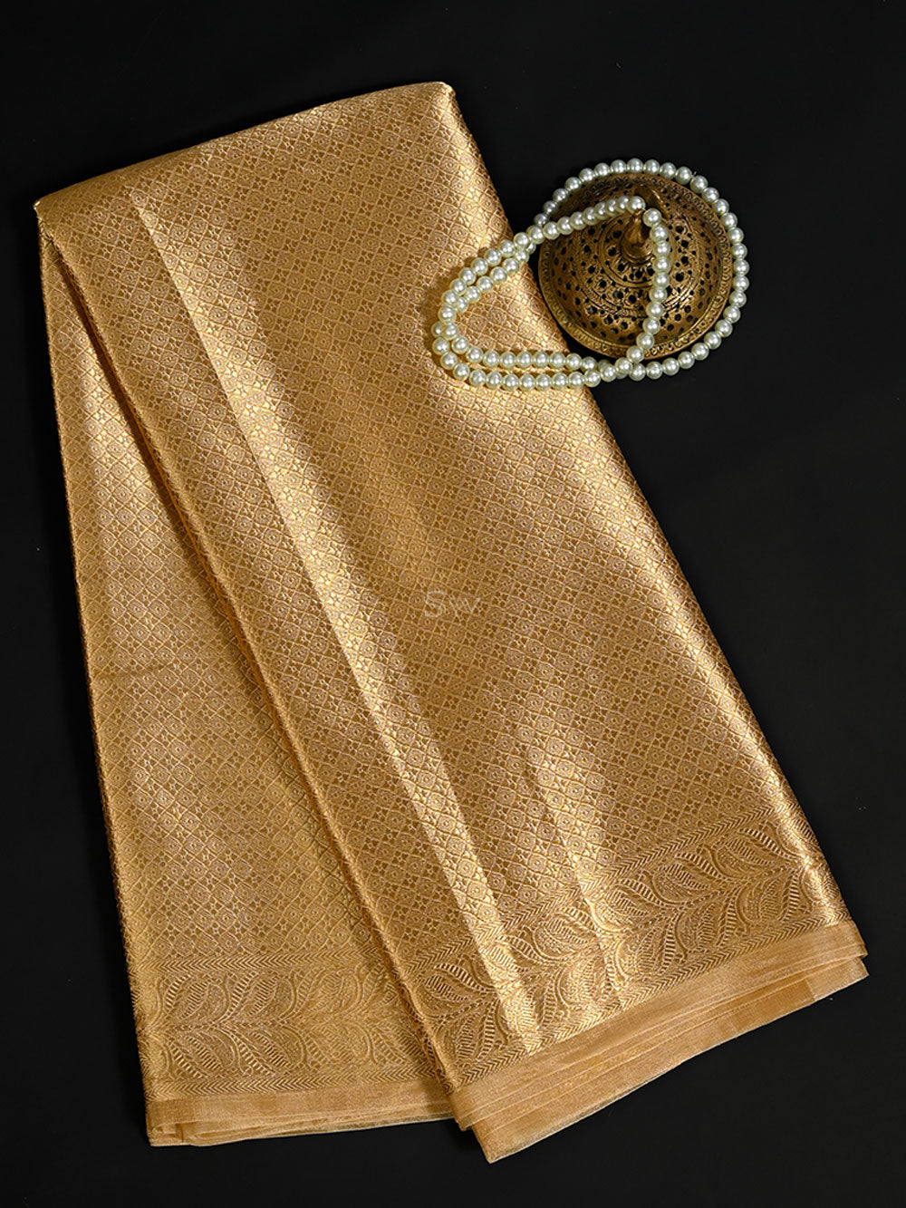 Beige Tissue Brocade Handloom Banarasi Saree - Sacred Weaves