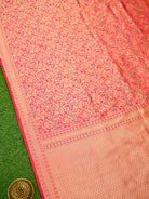 Pink Orange Meenakari Silk Brocade Handloom Banarasi Saree - Sacred Weaves