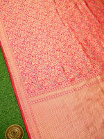 Pink Orange Meenakari Silk Brocade Handloom Banarasi Saree - Sacred Weaves