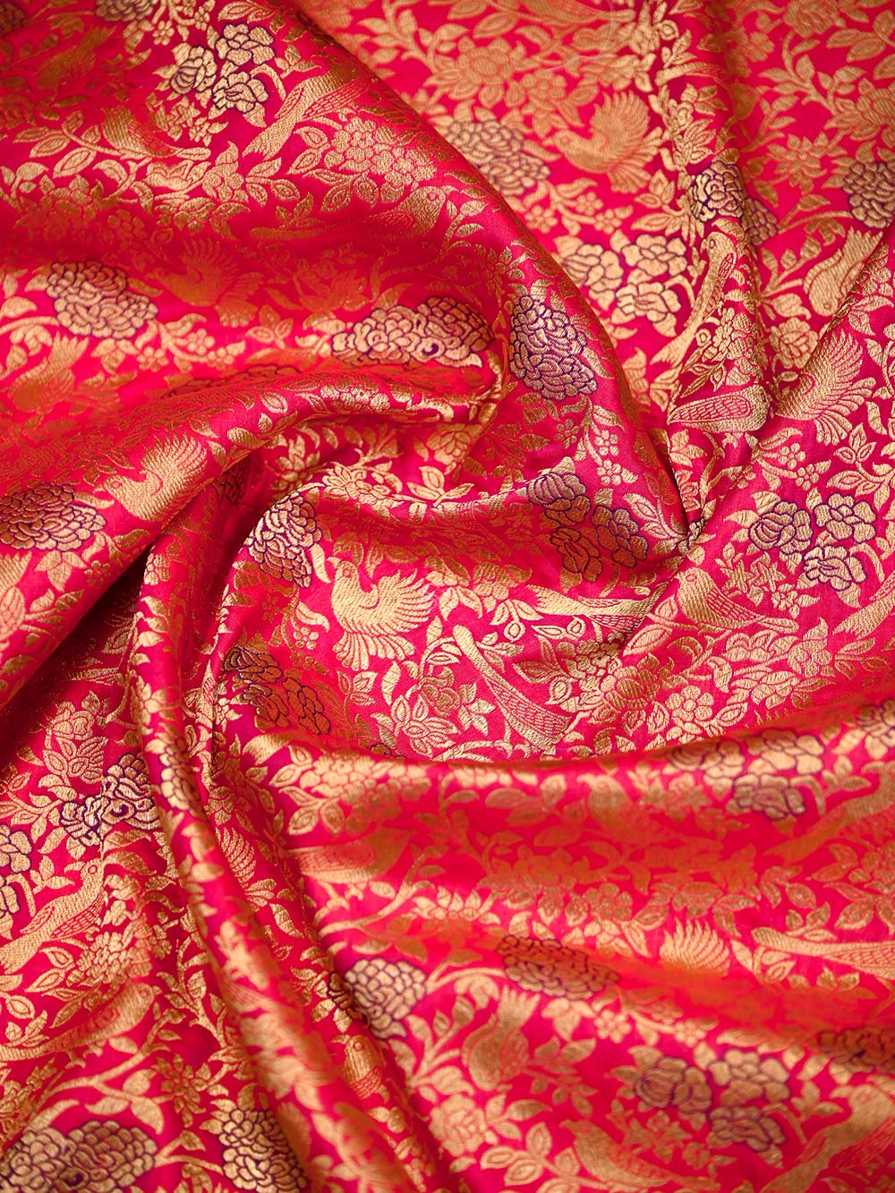 Pink Orange Meenakari Silk Brocade Handloom Banarasi Saree - Sacred Weaves