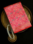 Pink Orange Meenakari Silk Brocade Handloom Banarasi Saree - Sacred Weaves