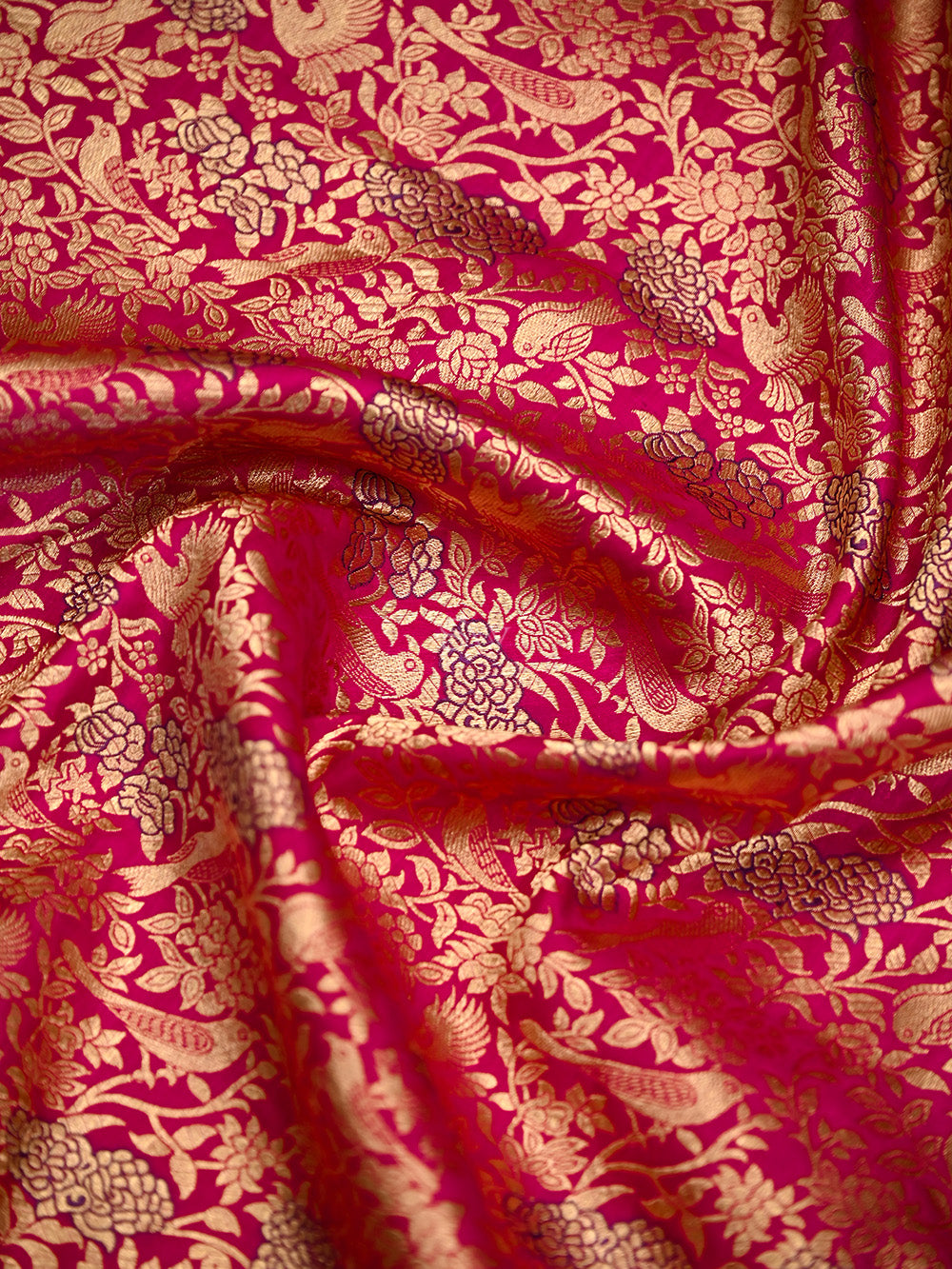 Dark Pink Meenakari Silk Brocade Handloom Banarasi Saree - Sacred Weaves