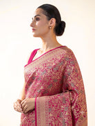 Dark Pink Meenakari Silk Brocade Handloom Banarasi Saree - Sacred Weaves