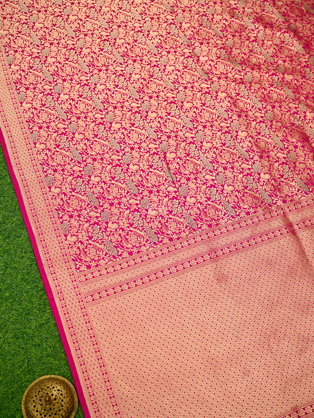 Dark Pink Meenakari Silk Brocade Handloom Banarasi Saree - Sacred Weaves