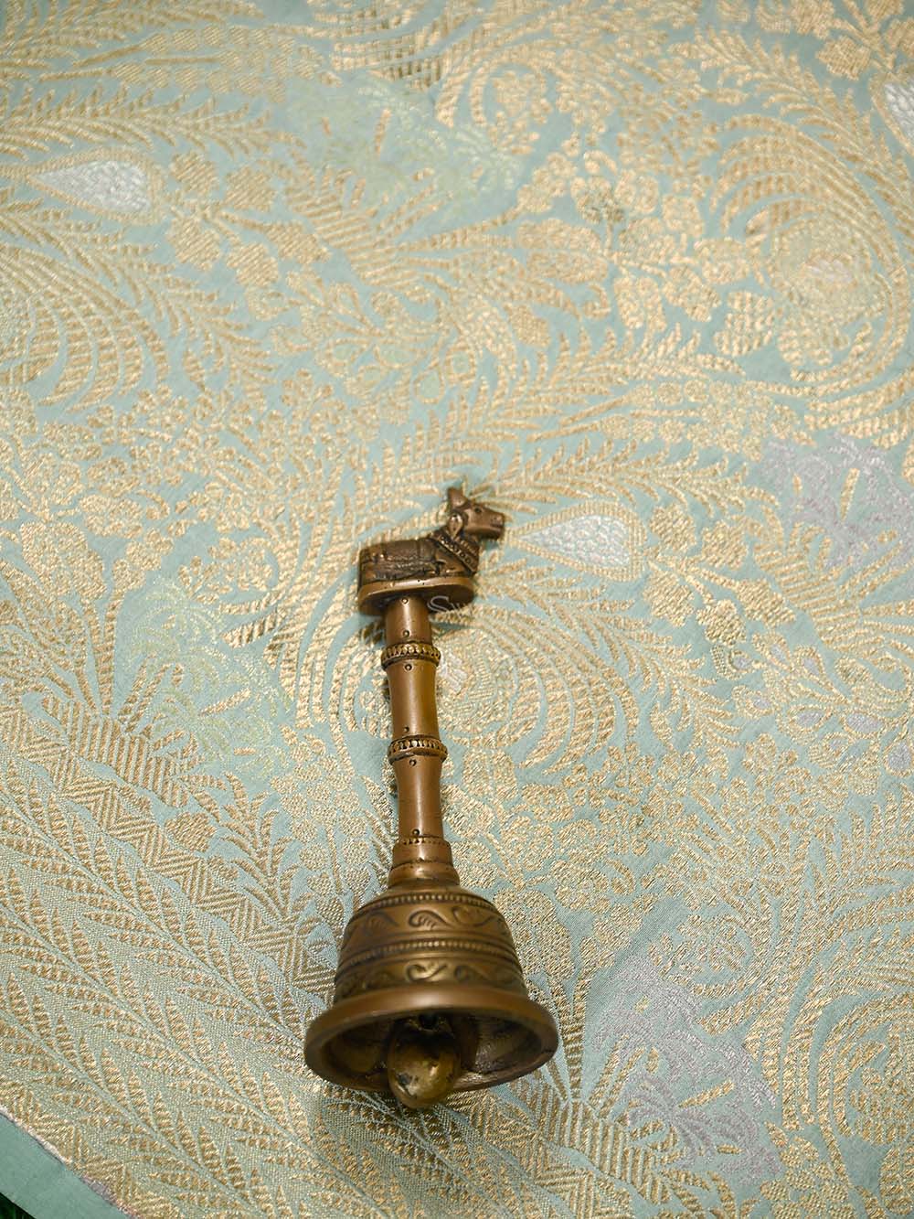 Sea Green Katan Silk Brocade Handloom Banarasi Saree - Sacred Weaves