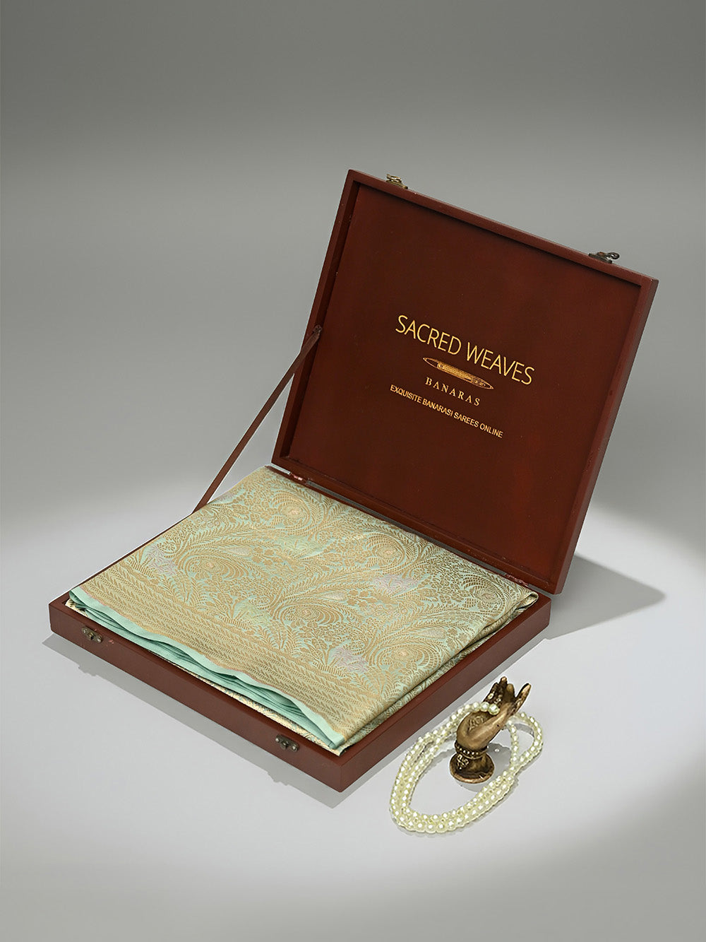 Sea Green Katan Silk Brocade Handloom Banarasi Saree