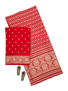 Red Jaal Katan Silk Handloom Banarasi Suit - Sacred Weaves