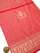 Red Jaal Katan Silk Handloom Banarasi Suit - Sacred Weaves