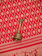 Red Jaal Katan Silk Handloom Banarasi Suit - Sacred Weaves