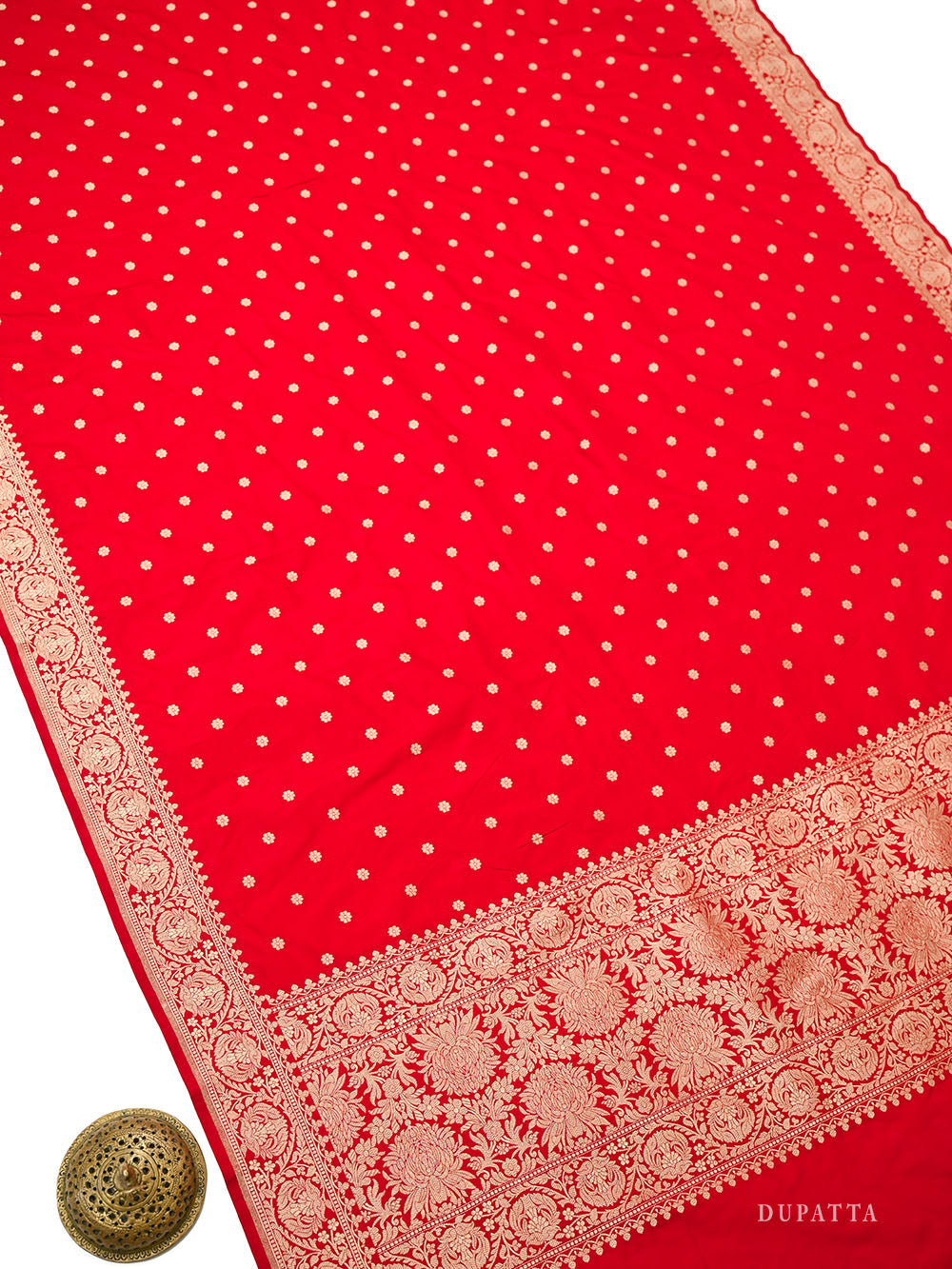 Red Jaal Katan Silk Handloom Banarasi Suit - Sacred Weaves