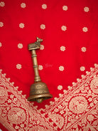 Red Jaal Katan Silk Handloom Banarasi Suit - Sacred Weaves