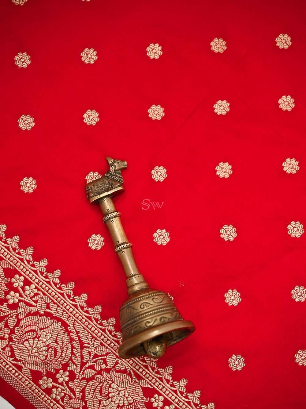 Red Jaal Katan Silk Handloom Banarasi Suit - Sacred Weaves