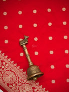 Red Jaal Katan Silk Handloom Banarasi Suit - Sacred Weaves