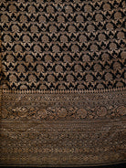 Black Plain Crepe Silk Handloom Banarasi Saree - Sacred Weaves