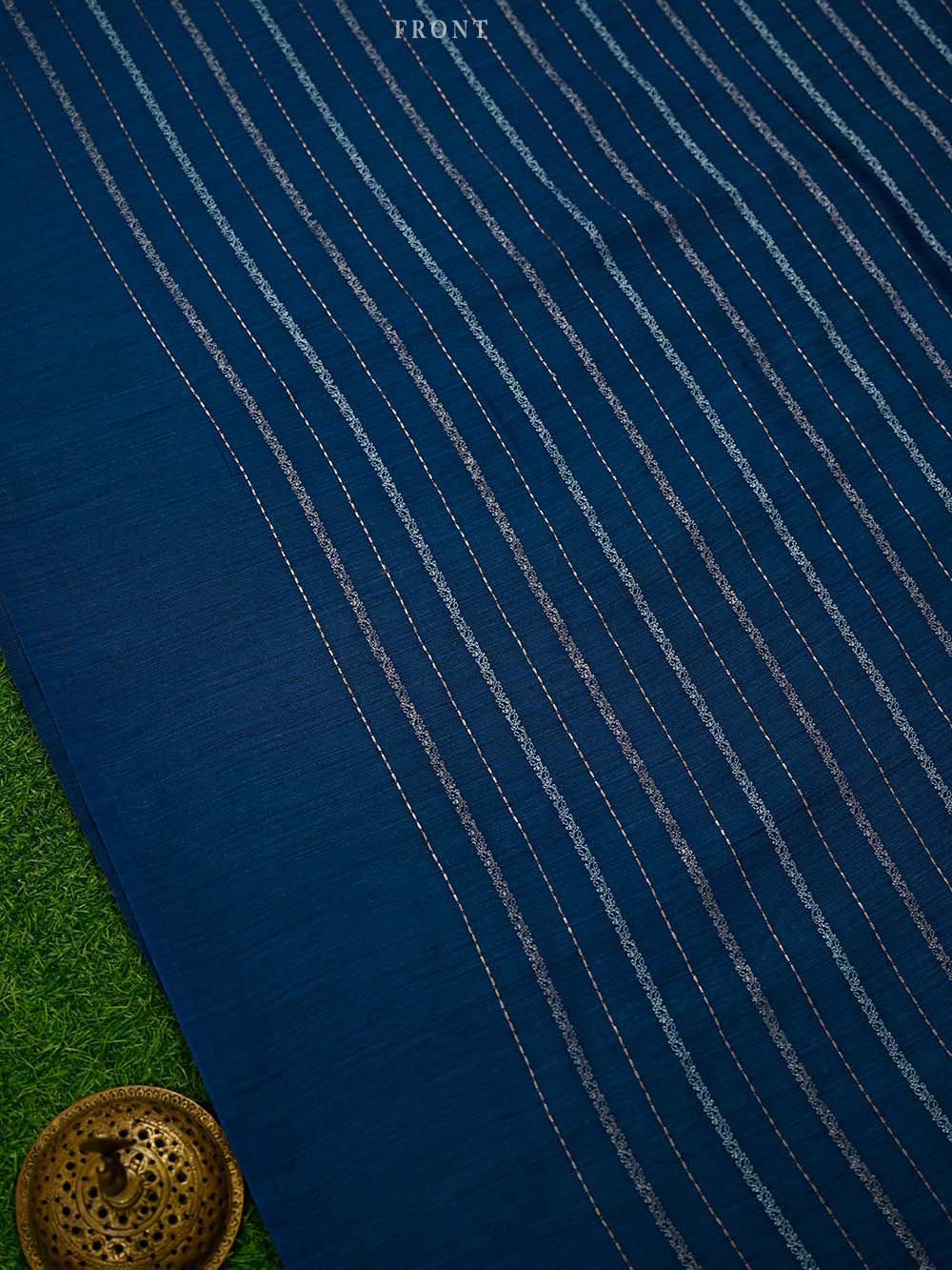 Blue Moonga Tussar Silk Handloom Banarasi Suit - Sacred Weaves