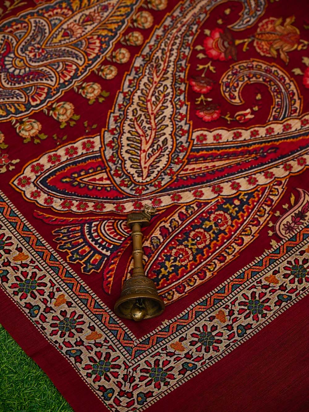 Maroon Moonga Tussar Silk Handloom Banarasi Suit - Sacred Weaves