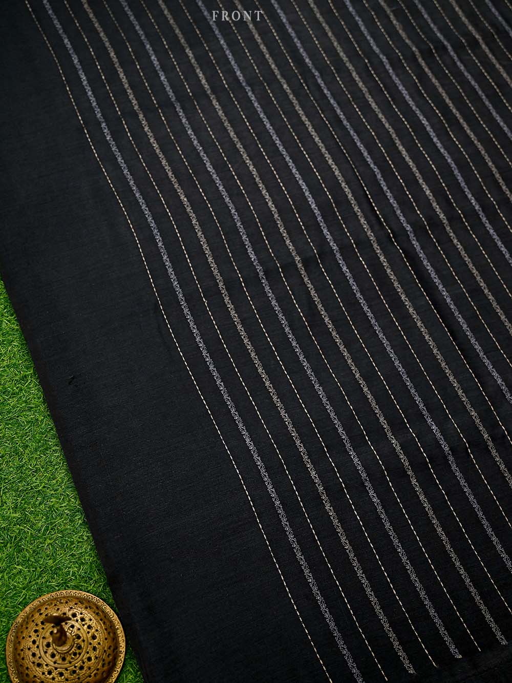 Black Moonga Tussar Silk Handloom Banarasi Suit - Sacred Weaves