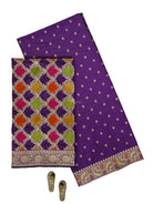 Dark Purple Meenakari Booti Katan Silk Handloom Banarasi Suit - Sacred Weaves
