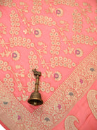 Pastel Pink Meenakari Jaal Khaddi Georgette Handloom Banarasi Saree - Sacred Weaves