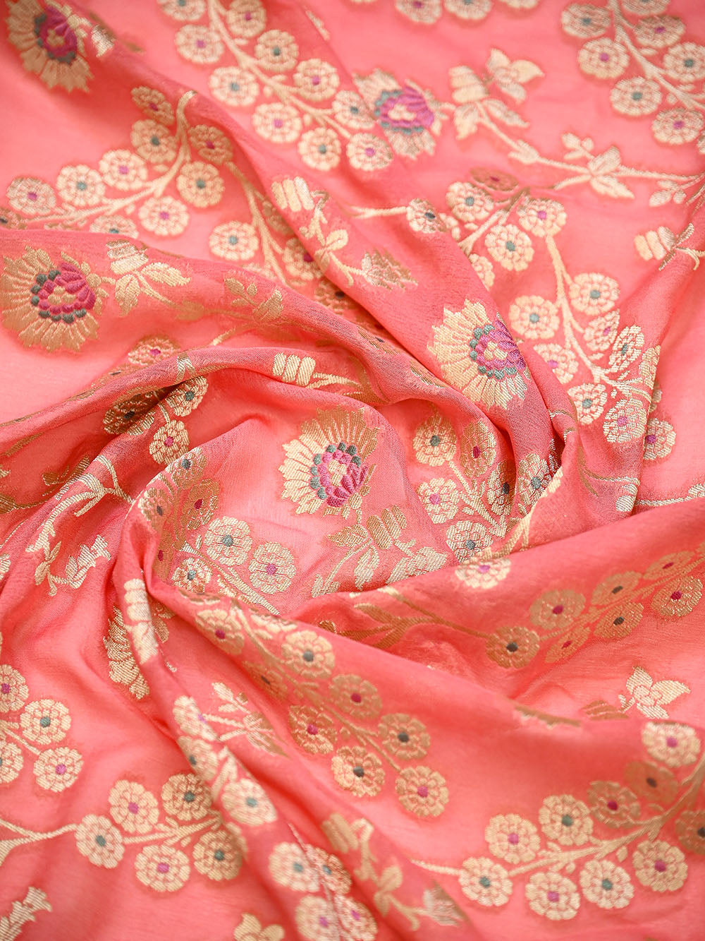 Pastel Pink Meenakari Jaal Khaddi Georgette Handloom Banarasi Saree - Sacred Weaves