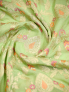 Pista Green Meenakari Jaal Khaddi Georgette Handloom Banarasi Saree - Sacred Weaves