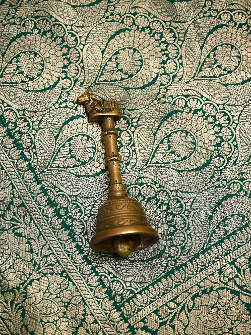 Bottle Green Silk Brocade Handloom Banarasi Saree - Sacred Weaves