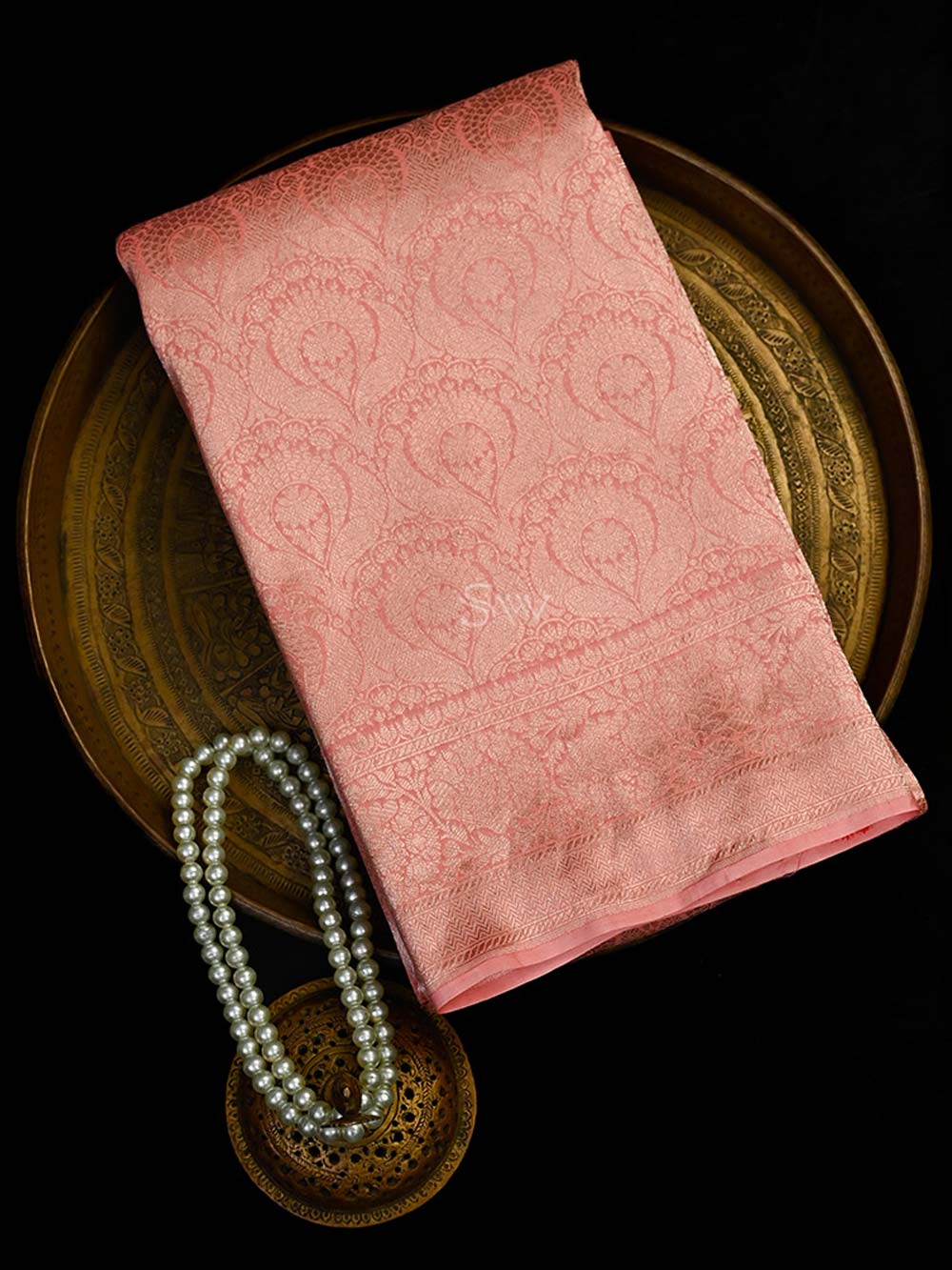 Pastel Pink Silk Brocade Handloom Banarasi Saree - Sacred Weaves