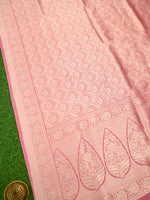 Pastel Pink Silk Brocade Handloom Banarasi Saree - Sacred Weaves