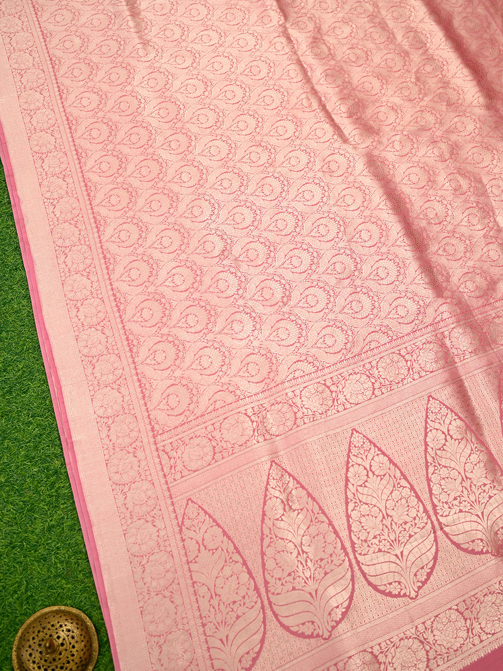 Pastel Pink Silk Brocade Handloom Banarasi Saree - Sacred Weaves