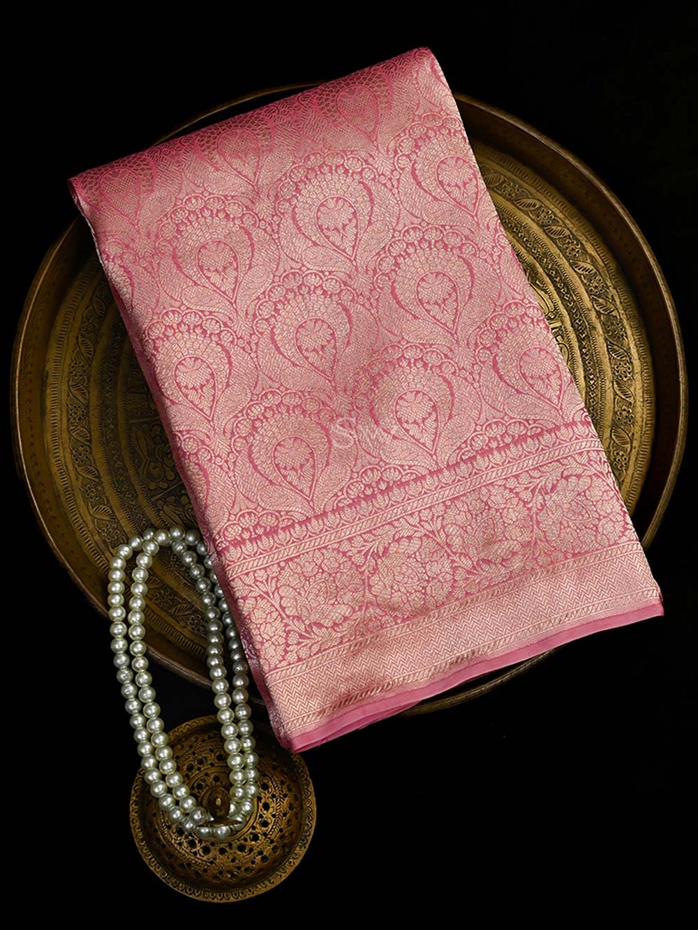 Pastel Pink Silk Brocade Handloom Banarasi Saree - Sacred Weaves