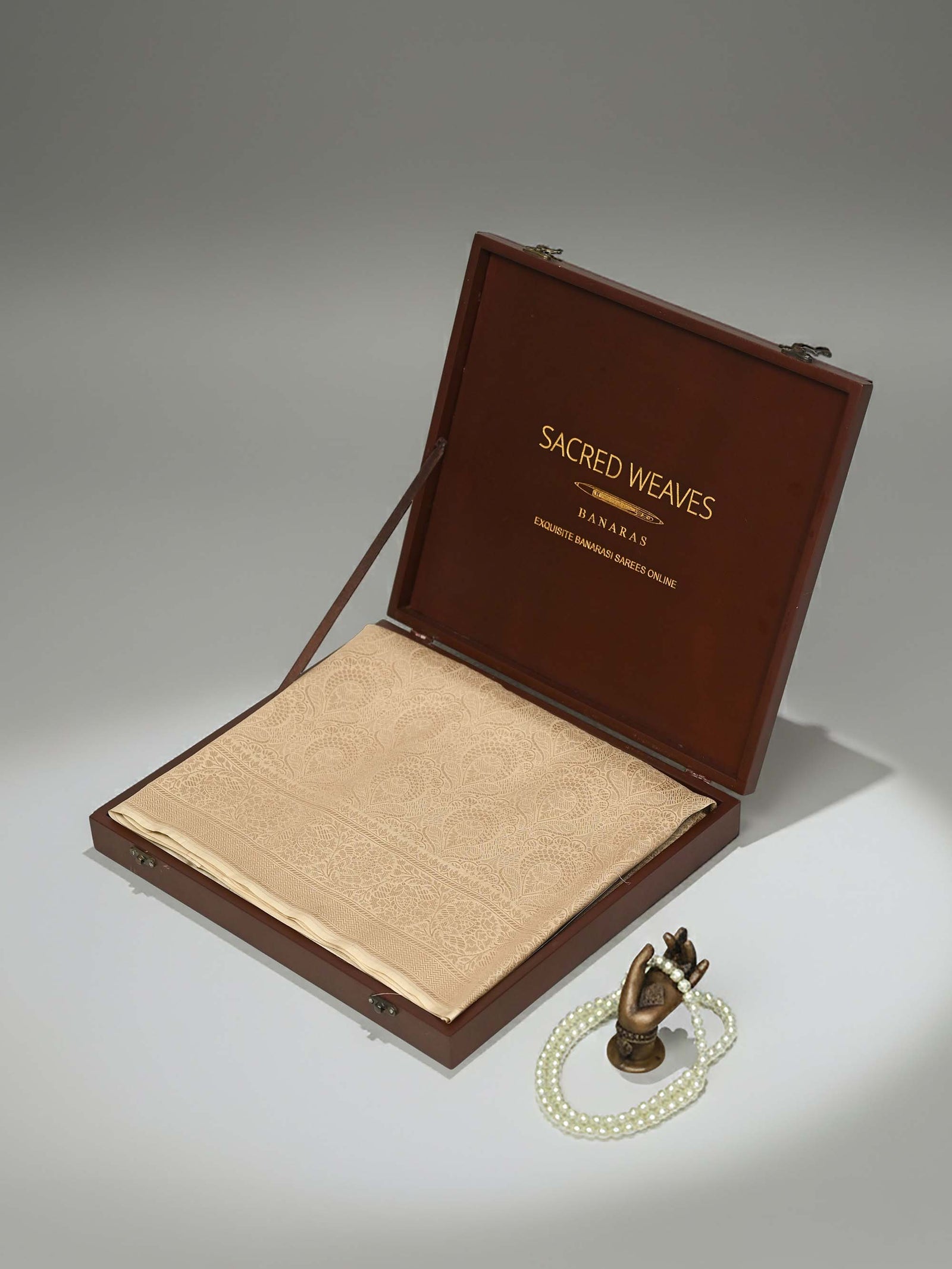 Beige Silk Shikargah Brocade Handloom Banarasi Saree