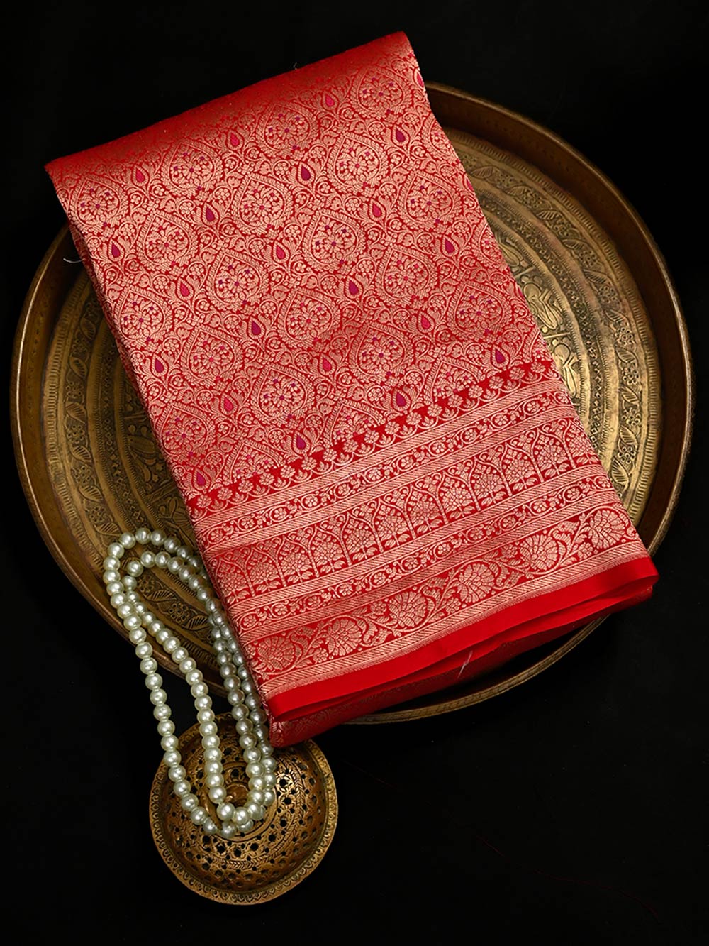 Red Meenakari Silk Brocade Handloom Banarasi Saree - Sacred Weaves