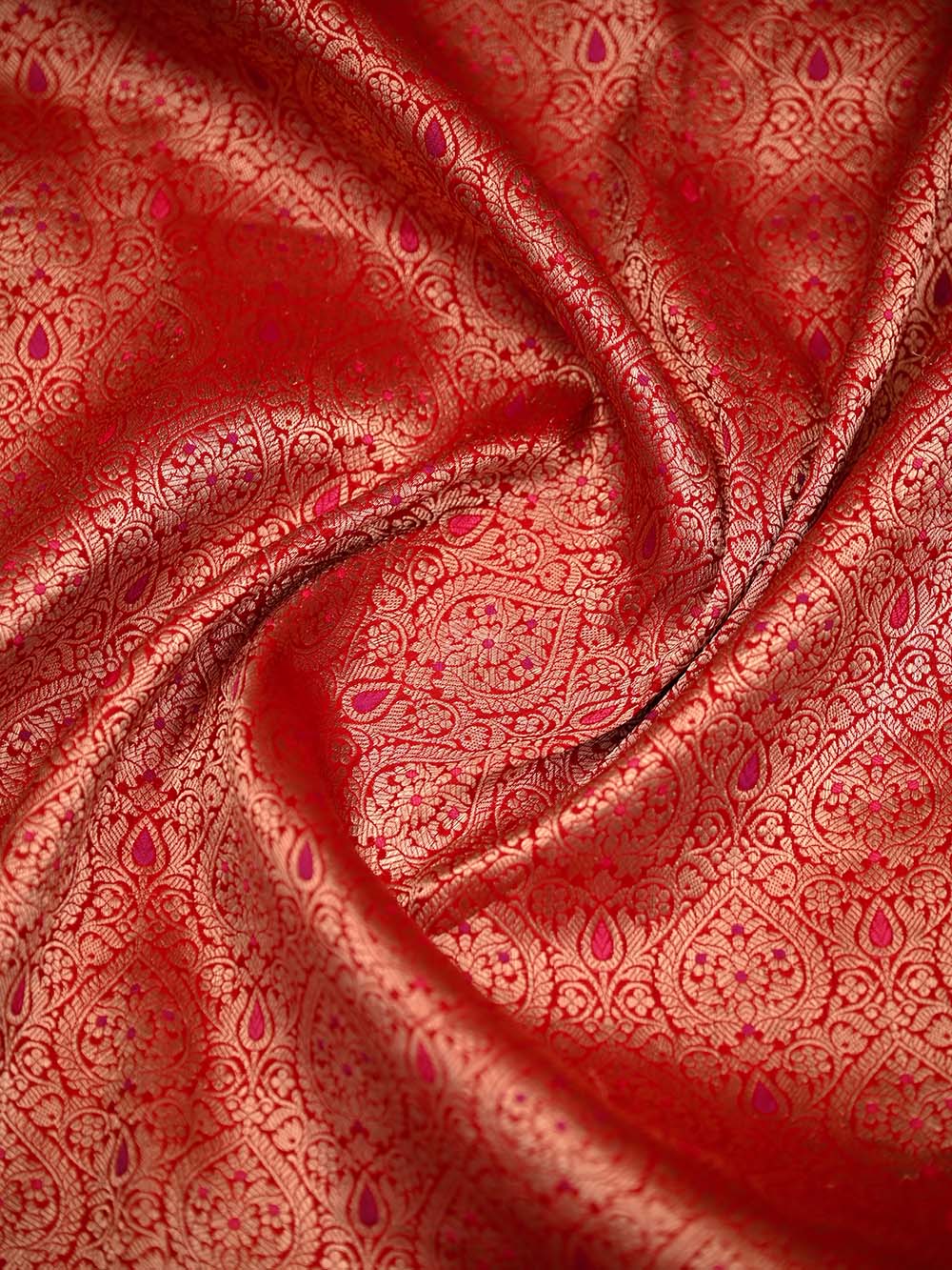 Red Meenakari Silk Brocade Handloom Banarasi Saree - Sacred Weaves