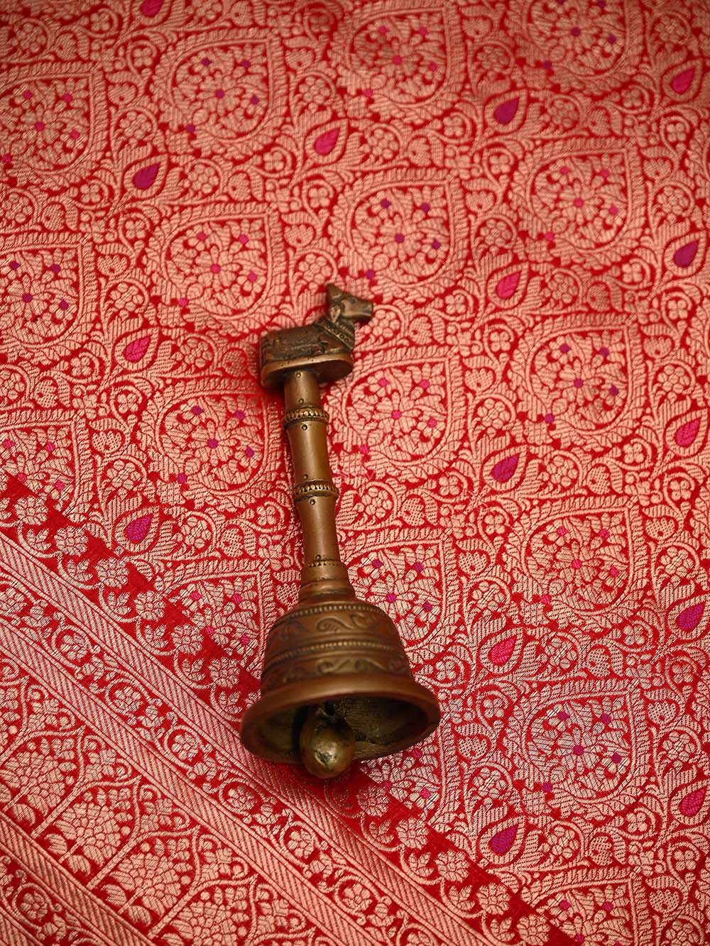 Red Meenakari Silk Brocade Handloom Banarasi Saree - Sacred Weaves