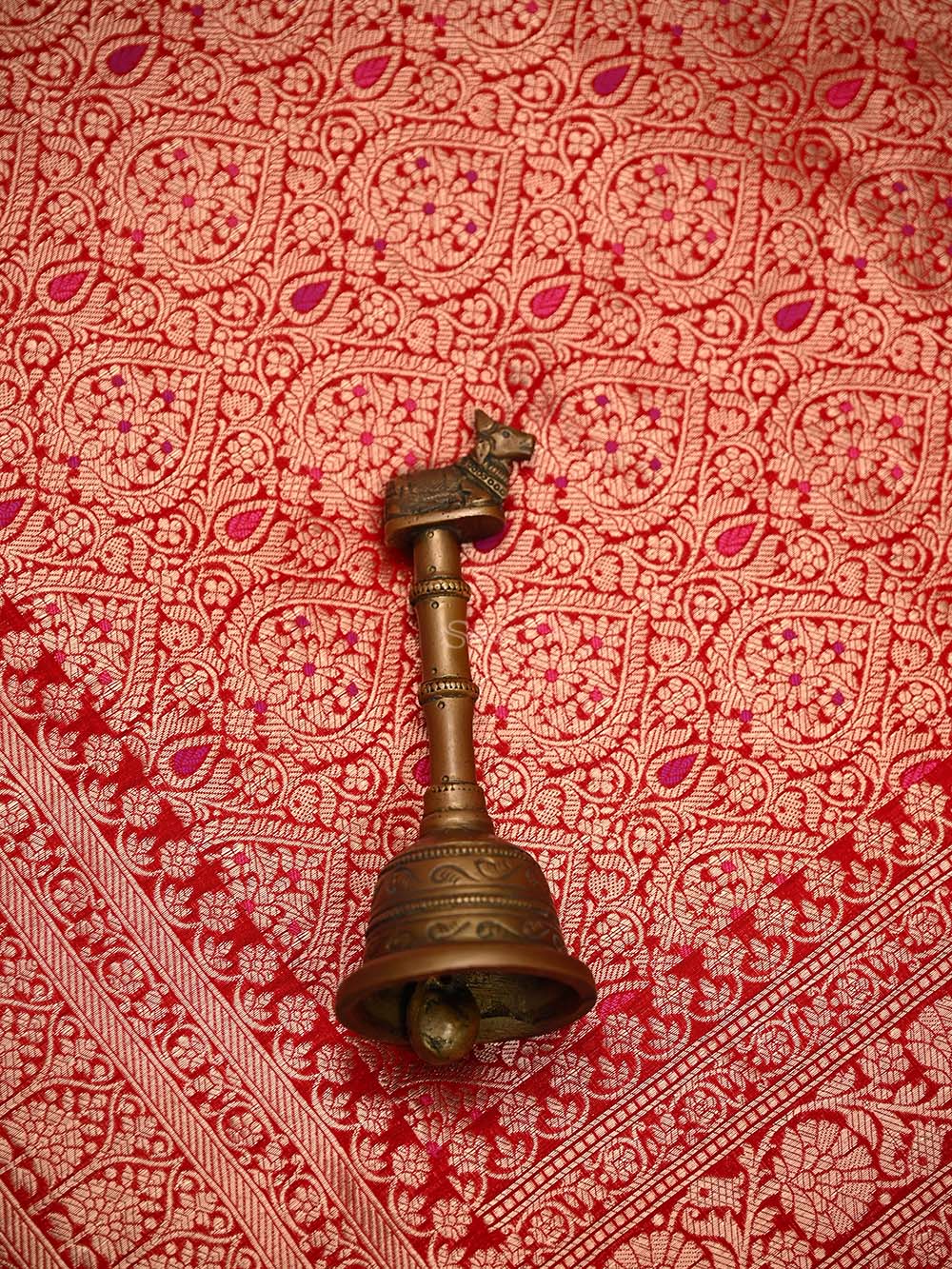 Red Meenakari Silk Brocade Handloom Banarasi Saree - Sacred Weaves