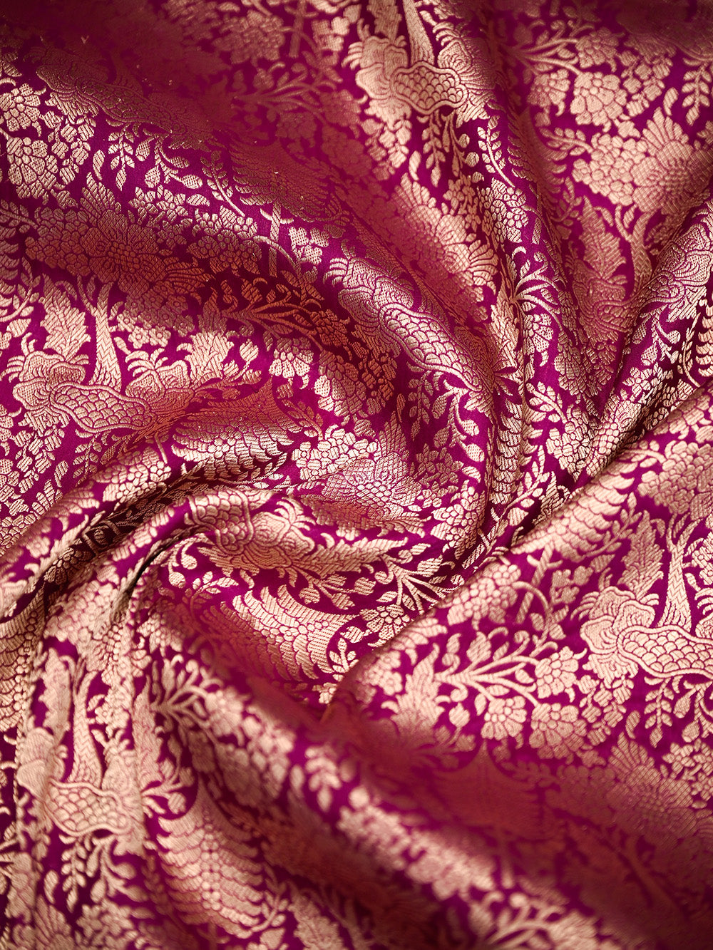 Dark Magenta Silk Brocade Handloom Banarasi Saree - Sacred Weaves