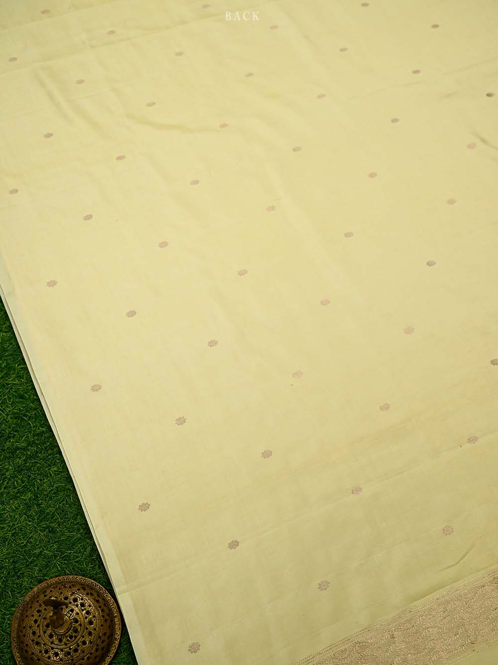 Cream Boota Katan Silk Handloom Banarasi Suit - Sacred Weaves