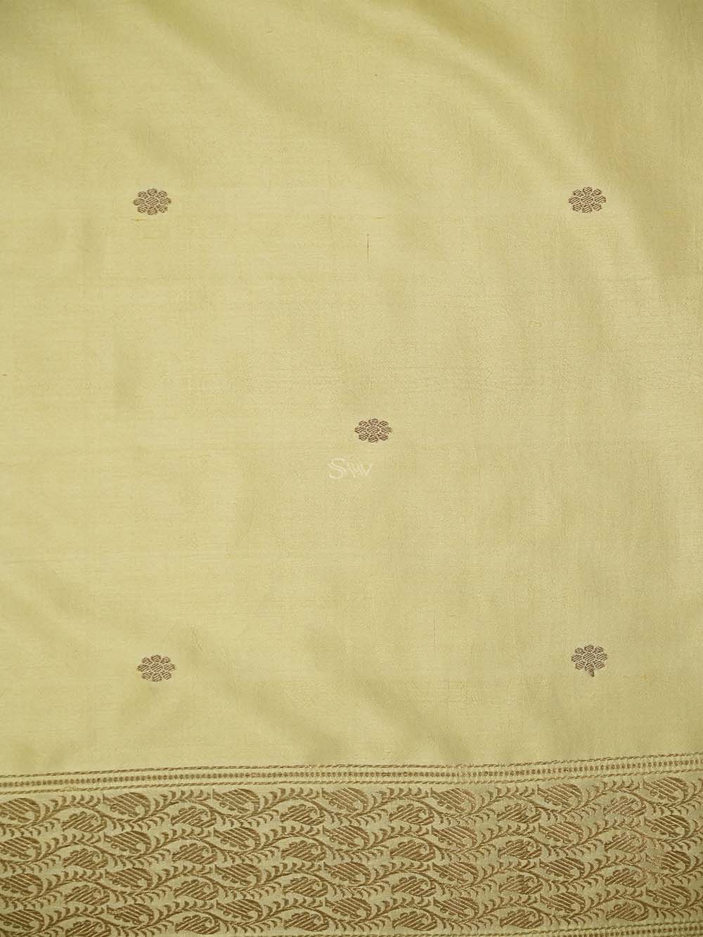 Cream Boota Katan Silk Handloom Banarasi Suit - Sacred Weaves