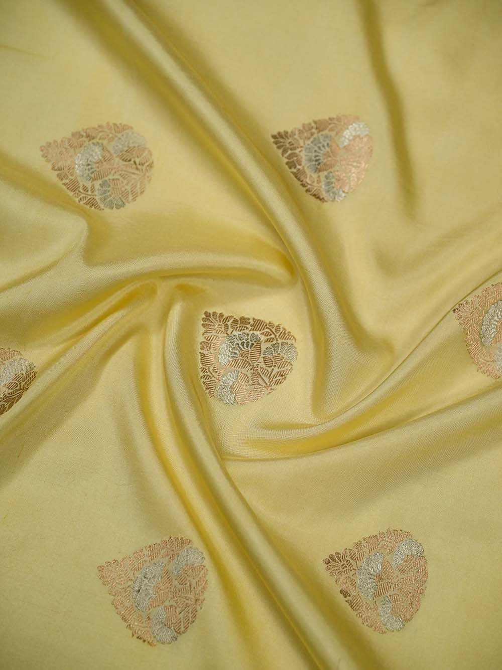 Cream Boota Katan Silk Handloom Banarasi Suit - Sacred Weaves