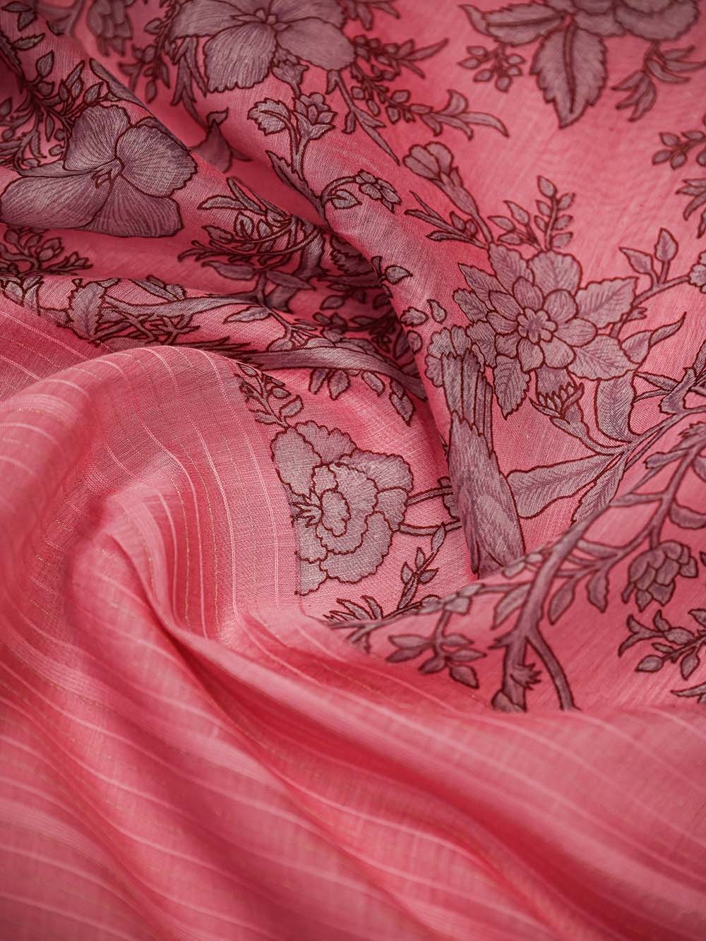 Pink Booti Cotton Silk Handloom Banarasi Suit - Sacred Weaves