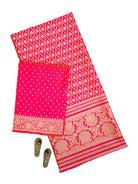 Pink Orange Jaal Katan Silk Handloom Banarasi Suit - Sacred Weaves