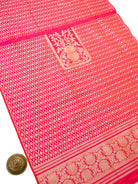 Pink Orange Jaal Katan Silk Handloom Banarasi Suit - Sacred Weaves