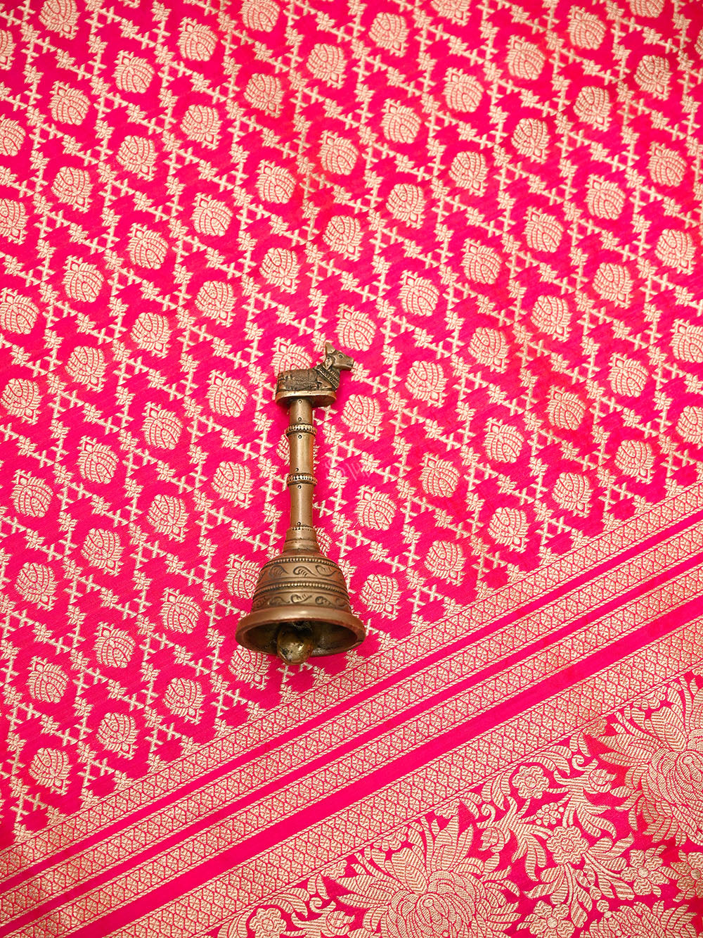 Pink Orange Jaal Katan Silk Handloom Banarasi Suit - Sacred Weaves