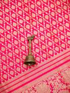 Pink Orange Jaal Katan Silk Handloom Banarasi Suit - Sacred Weaves