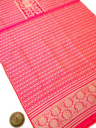 Pink Orange Jaal Katan Silk Handloom Banarasi Suit - Sacred Weaves
