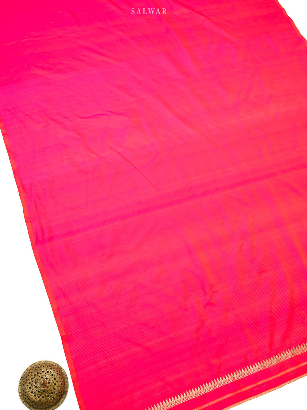 Pink Orange Jaal Katan Silk Handloom Banarasi Suit - Sacred Weaves