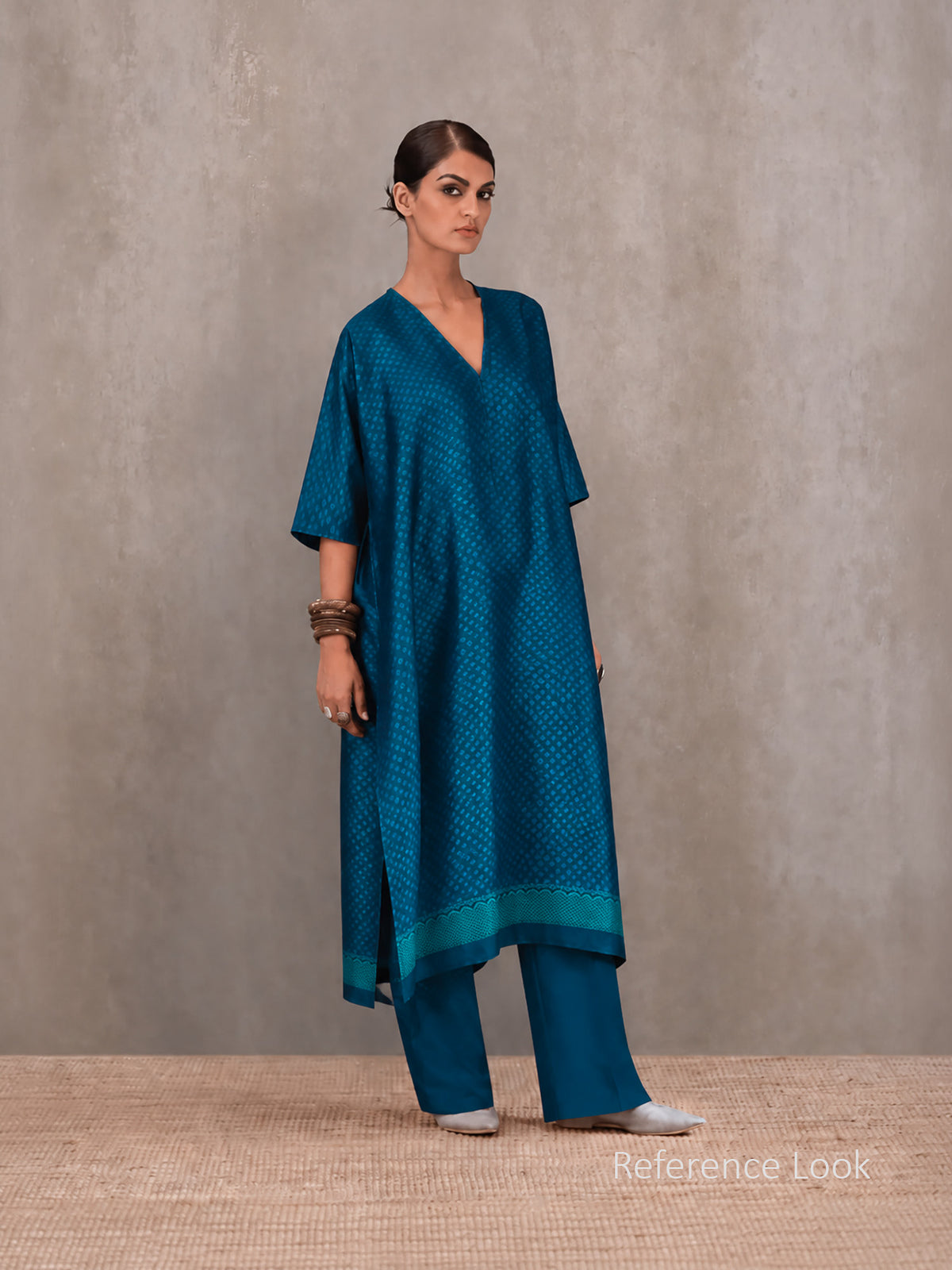 Blue Green Satin Tanchoi Silk Handloom Banarasi Suit - Sacred Weaves